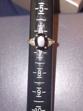 925 Oval Garnet Ring in Deep Red Size 6 1/2
